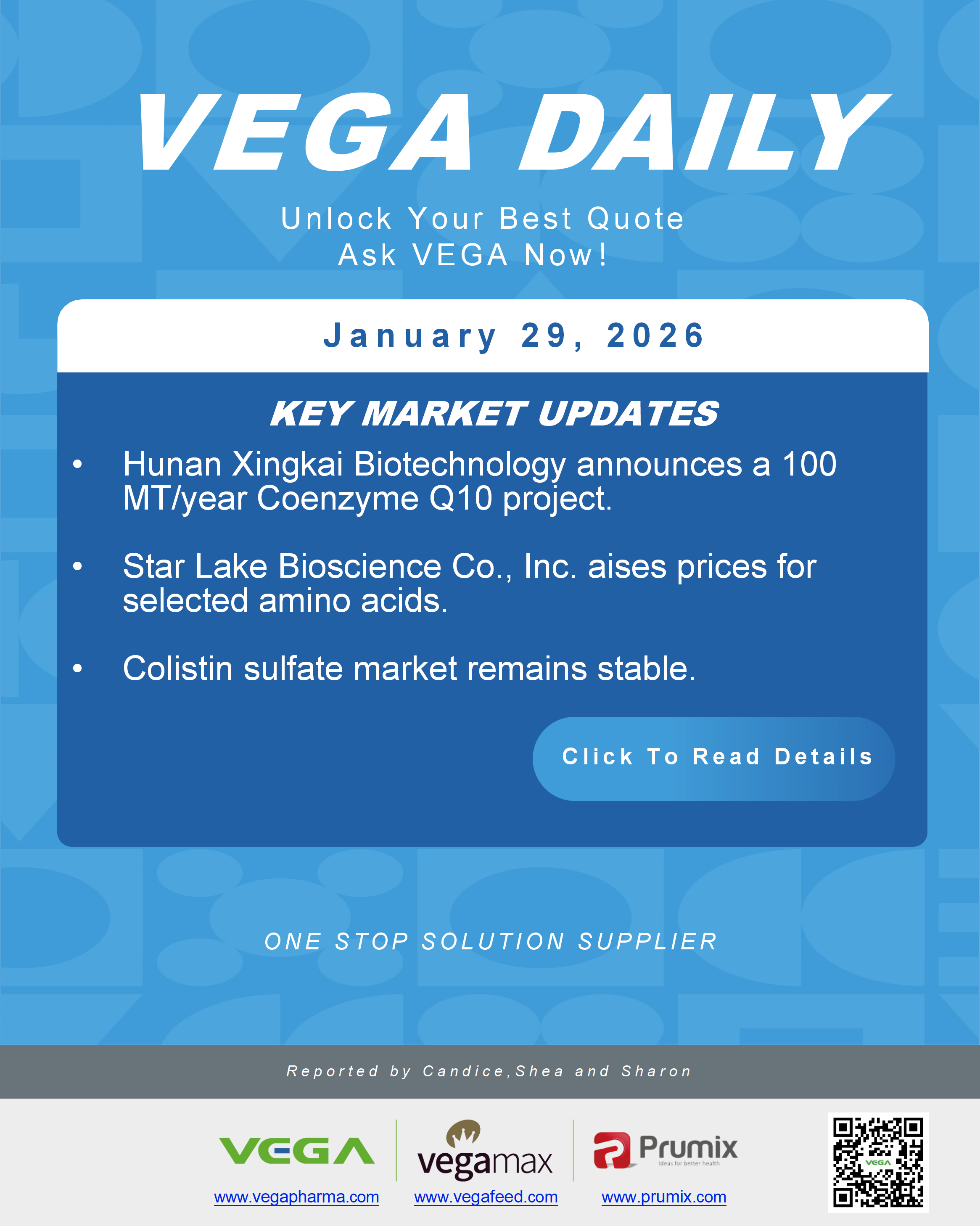 VEGA Daily Dated on January 29th 2026 Vitamin Amino Acid APl Food Additives.png